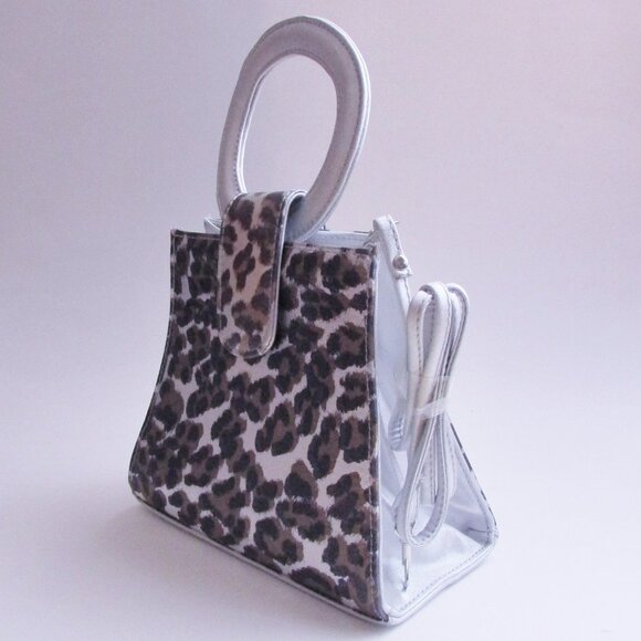 Unique Silver Metallic & Animal Print Purse or Evening Bag - Picture 2 of 7